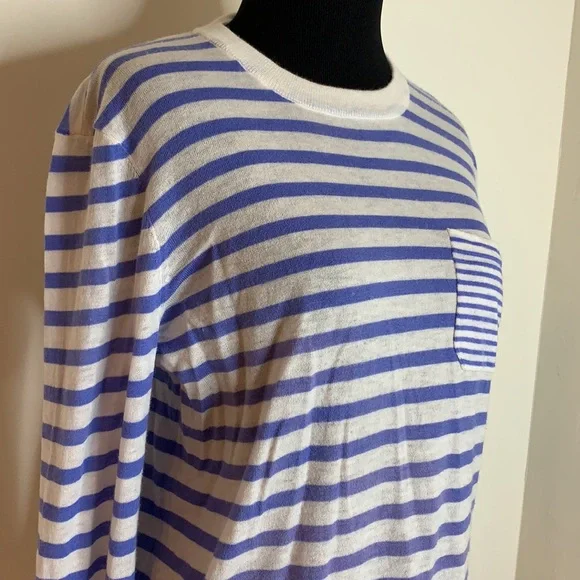 EQUIPMENT FEMME Wool Cashmere Blend Blue Striped Thin Sweater M - Picture 2 of 8